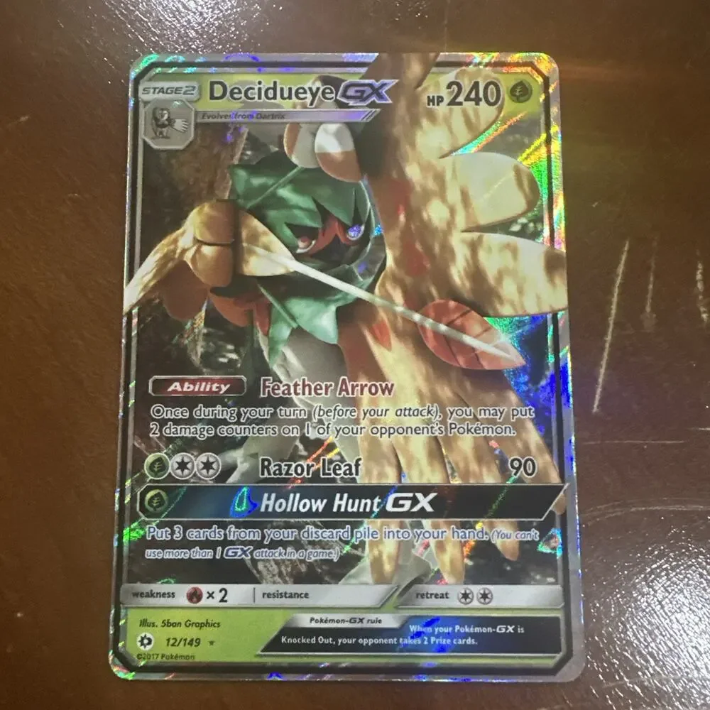 Pokemon Decidueye GX 12/149 Sun and Moon Full Art Holo Foil Ultra Rare 2017